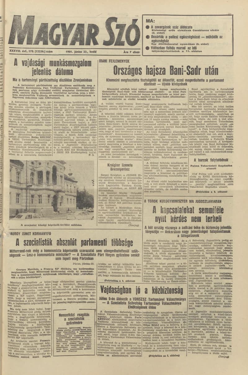 Magyar Szó, 38. évf. 1981. június 23. 170. sz.