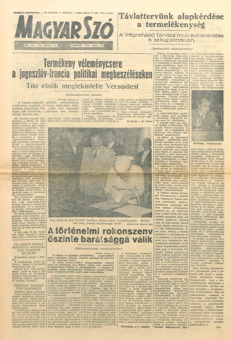 Magyar Szó, 13. évf. 1956. május 10. 126. sz. 1–8. oldal