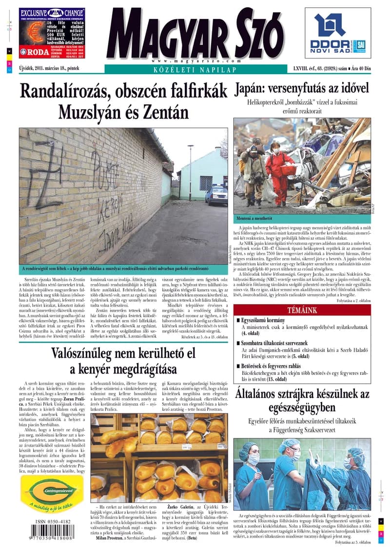 Magyar Szó, 68. évf. 2011. március 18. 63. sz. 1–20. oldal