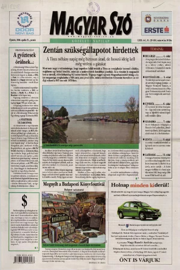 Magyar Szó, 63. évf. 2006. április 21. 91. sz. 1–20. oldal