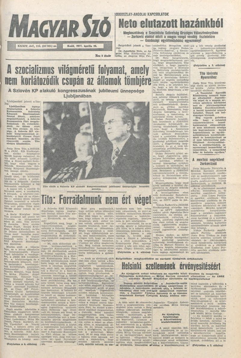 Magyar Szó, 34. évf. 1977. április 26. 114. sz.