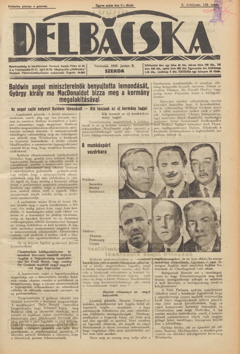 Délbácska, 10. évf. 1929. június 5. 129. sz.