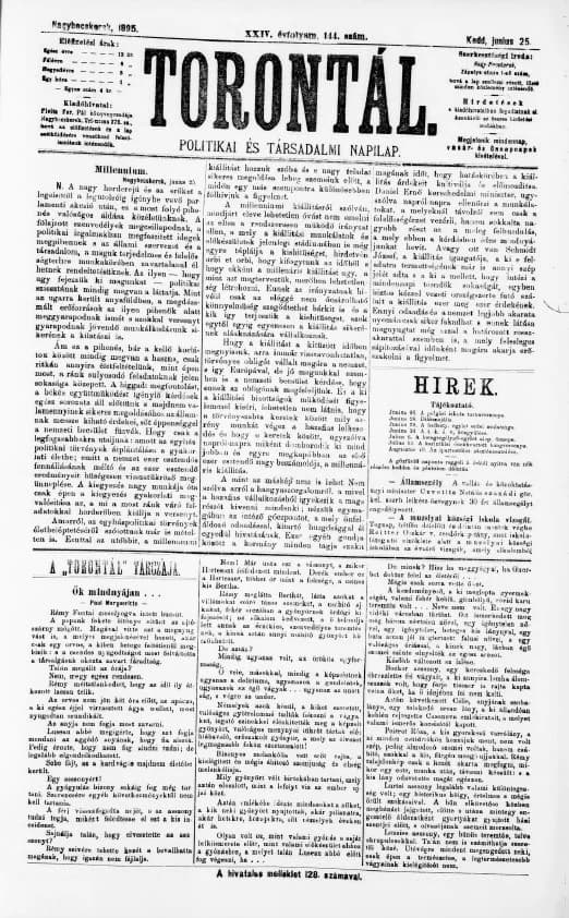 Torontál, 24. évf. 1895. június 25. 144. sz.