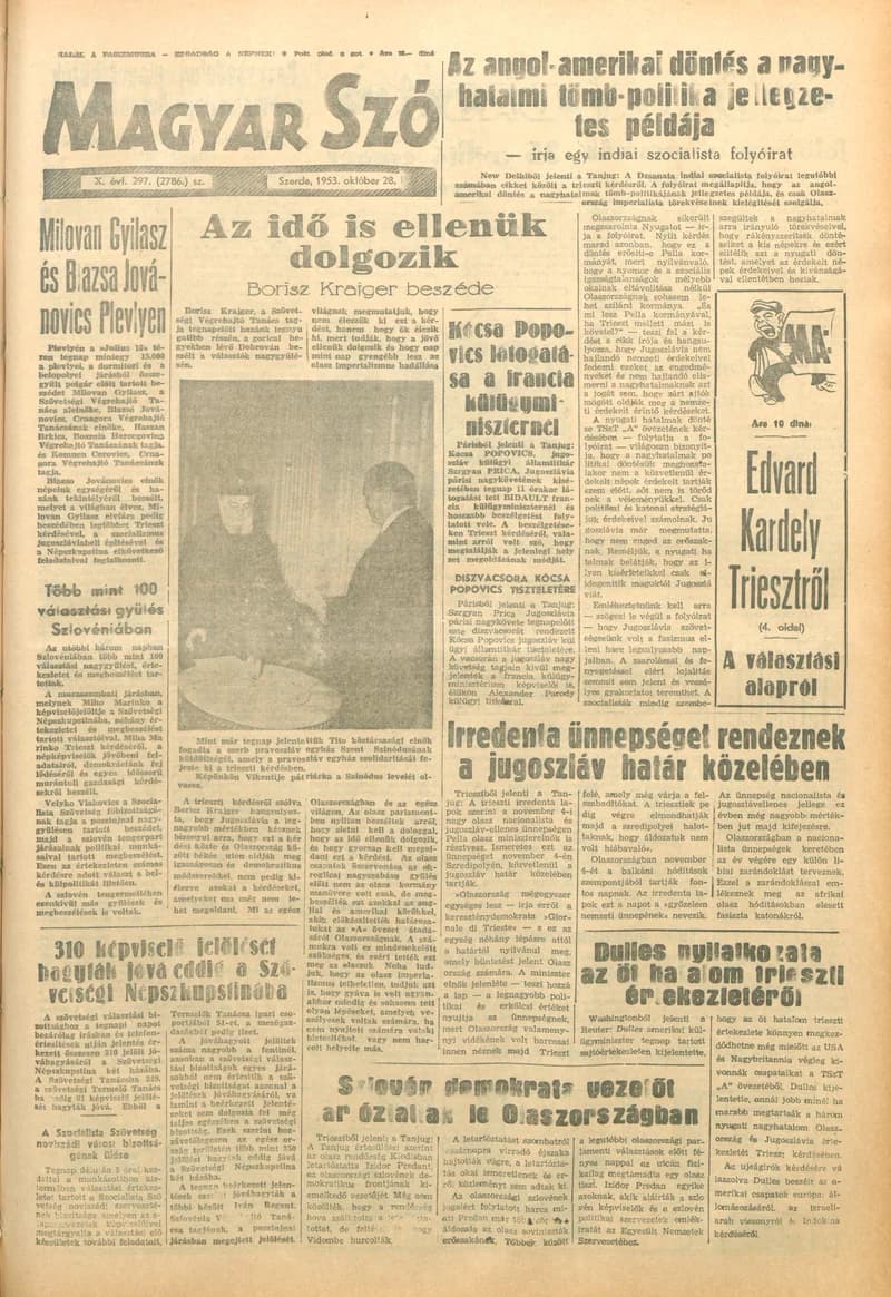 Magyar Szó, 10. évf. 1953. október 28. 297. sz. 1–10. oldal