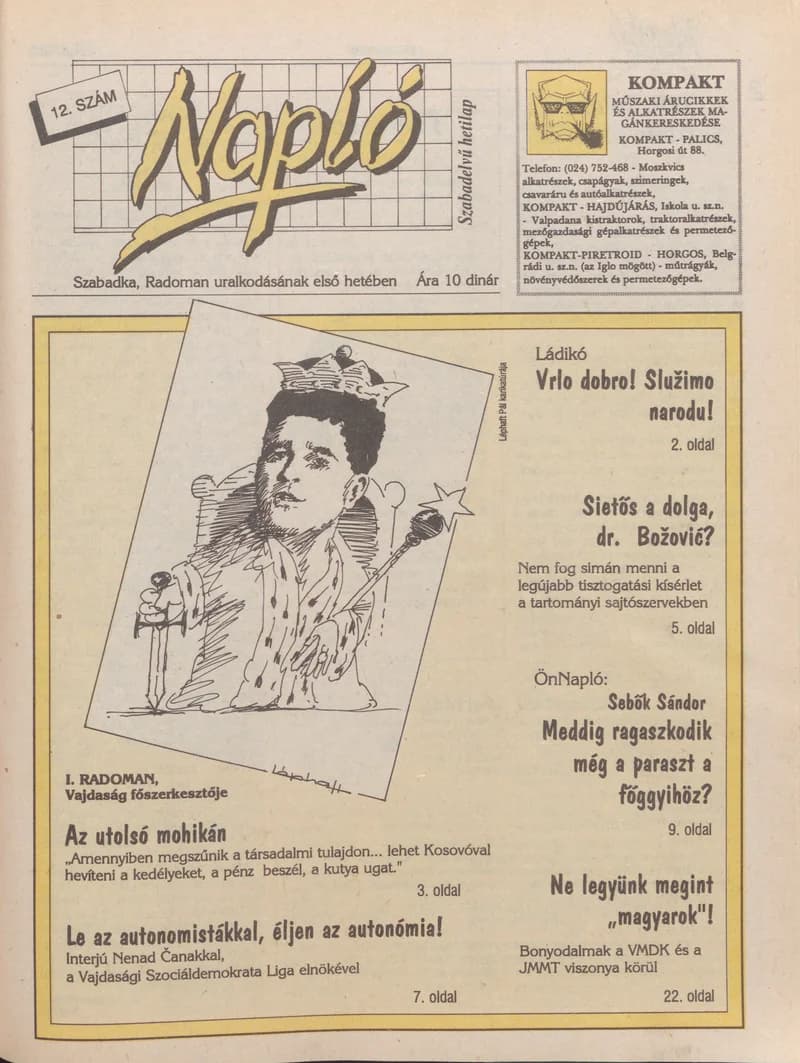 Napló - Szabadelvű hetilap, 1. évf. 1990. július 25. 12. sz.