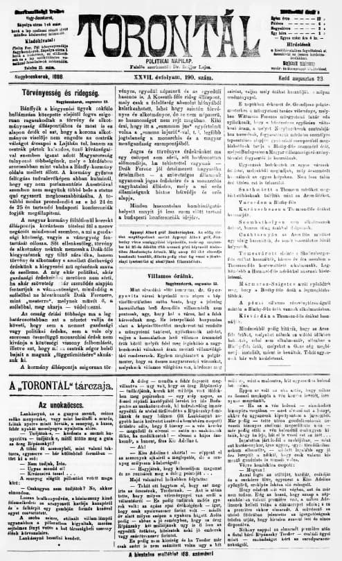 Torontál, 27. évf. 1898. augusztus 23. 190. sz.