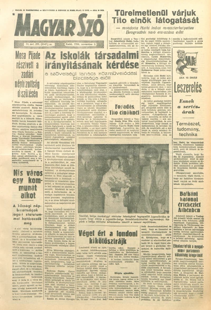 Magyar Szó, 11. évf. 1954. november 2. 299. sz. 1–8. oldal