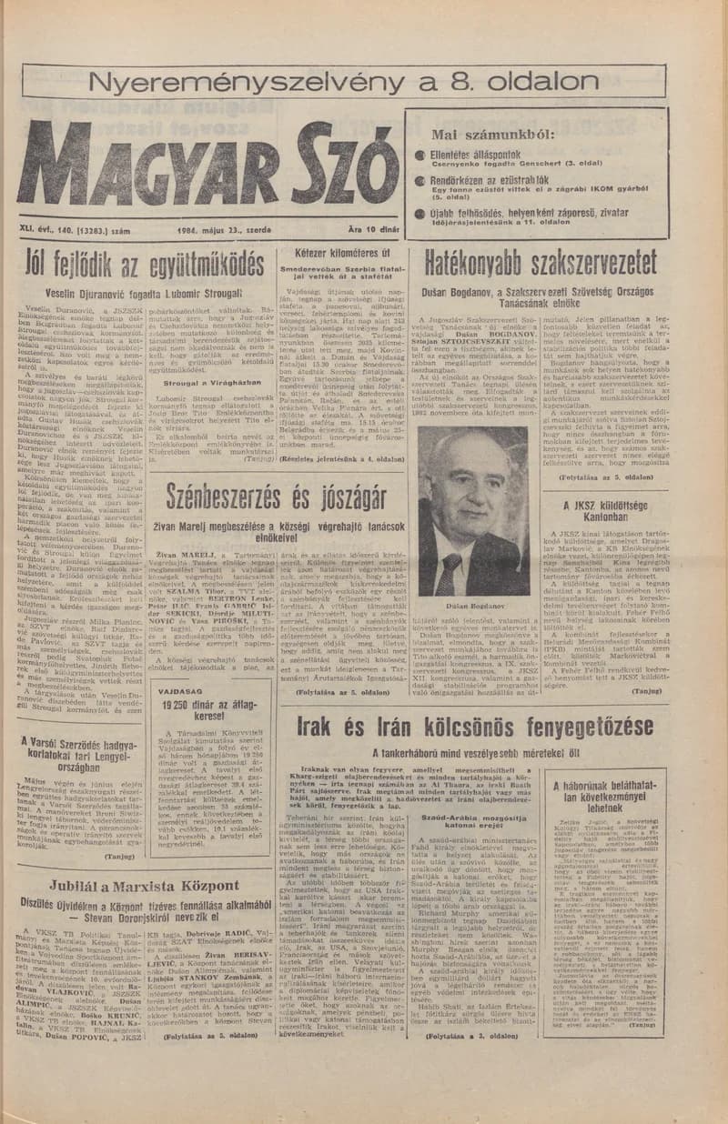 Magyar Szó, 41. évf. 1984. május 23. 140. sz. 1–16. oldal