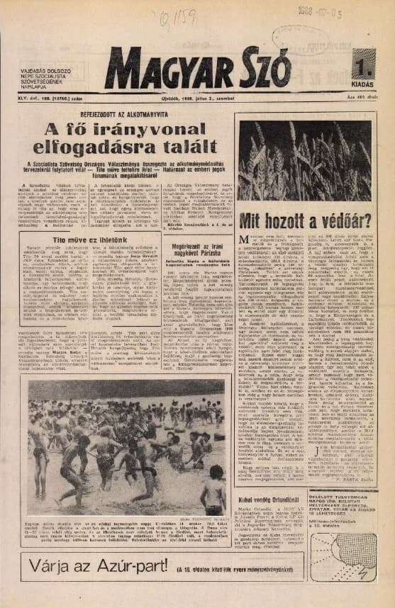 Magyar Szó, 45. évf. 1988. július 2. 180. sz. 1–24. oldal