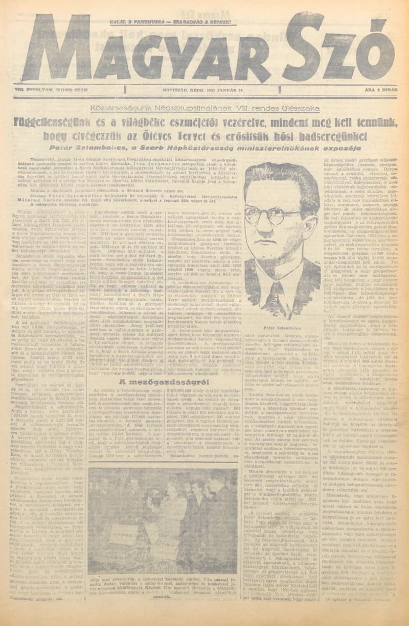Magyar Szó, 8. évf. 1951. január 16. 13. sz. 1–4. oldal