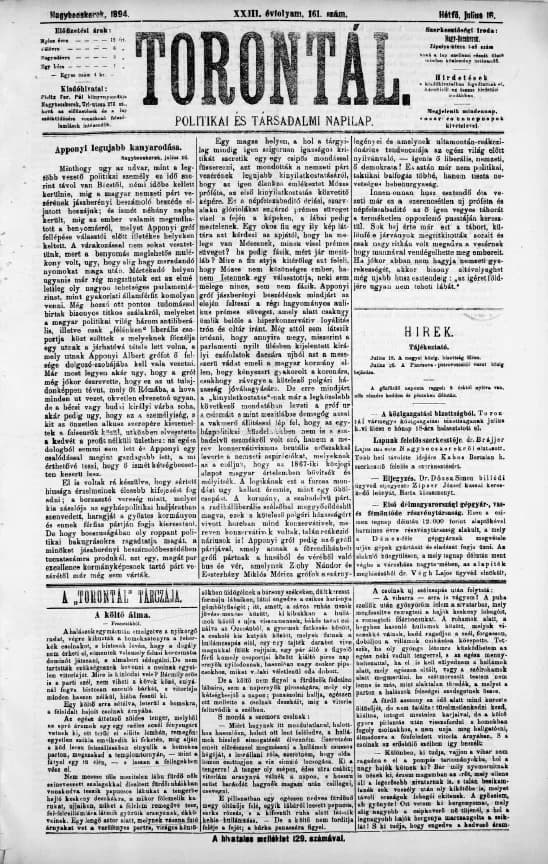 Torontál, 23. évf. 1894. július 16. 161. sz.