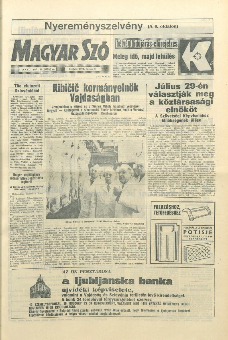 Magyar Szó, 28. évf. 1971. július 9. 186. sz. 1–12. oldal