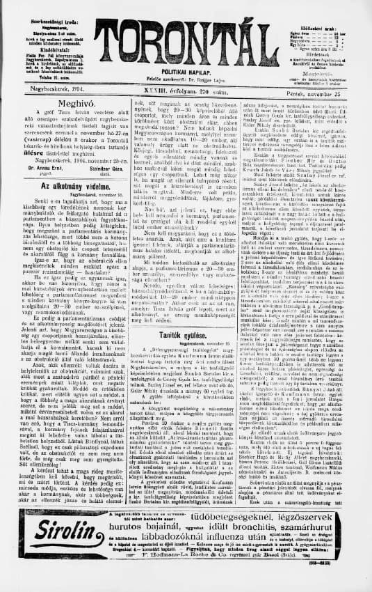 Torontál, 33. évf. 1904. november 25. 270. sz.