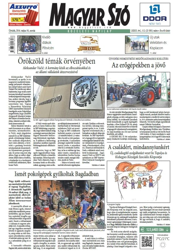 Magyar Szó, 73. évf. 2016. május 18. 112. sz. 1–16. oldal