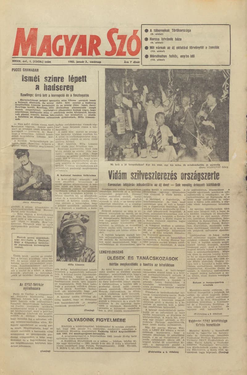 Magyar Szó, 39. évf. 1982. január 3. 1. sz. 1–32. oldal