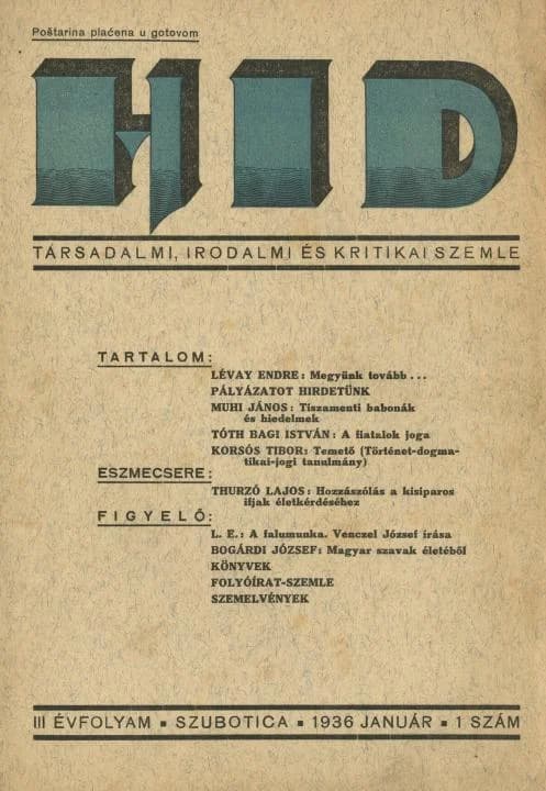 Híd, 3. évf. 1936. január. 1. sz. 1–24. oldal