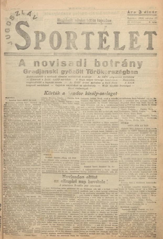 Jugoszláv sportélet, 3. évf. 1924. március 17. 6. sz.