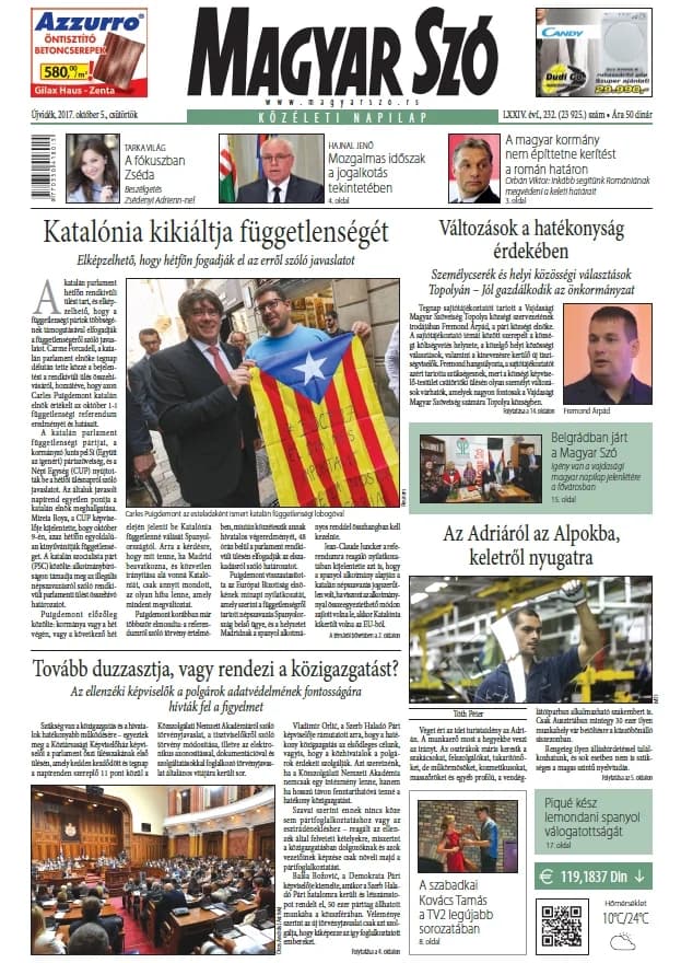 Magyar Szó, 74. évf. 2017. október 5. 232. sz. 1–16. oldal