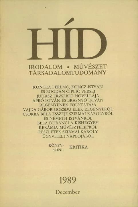 Híd, 53. évf. 1989. december. 12. sz. 1361–1480. oldal