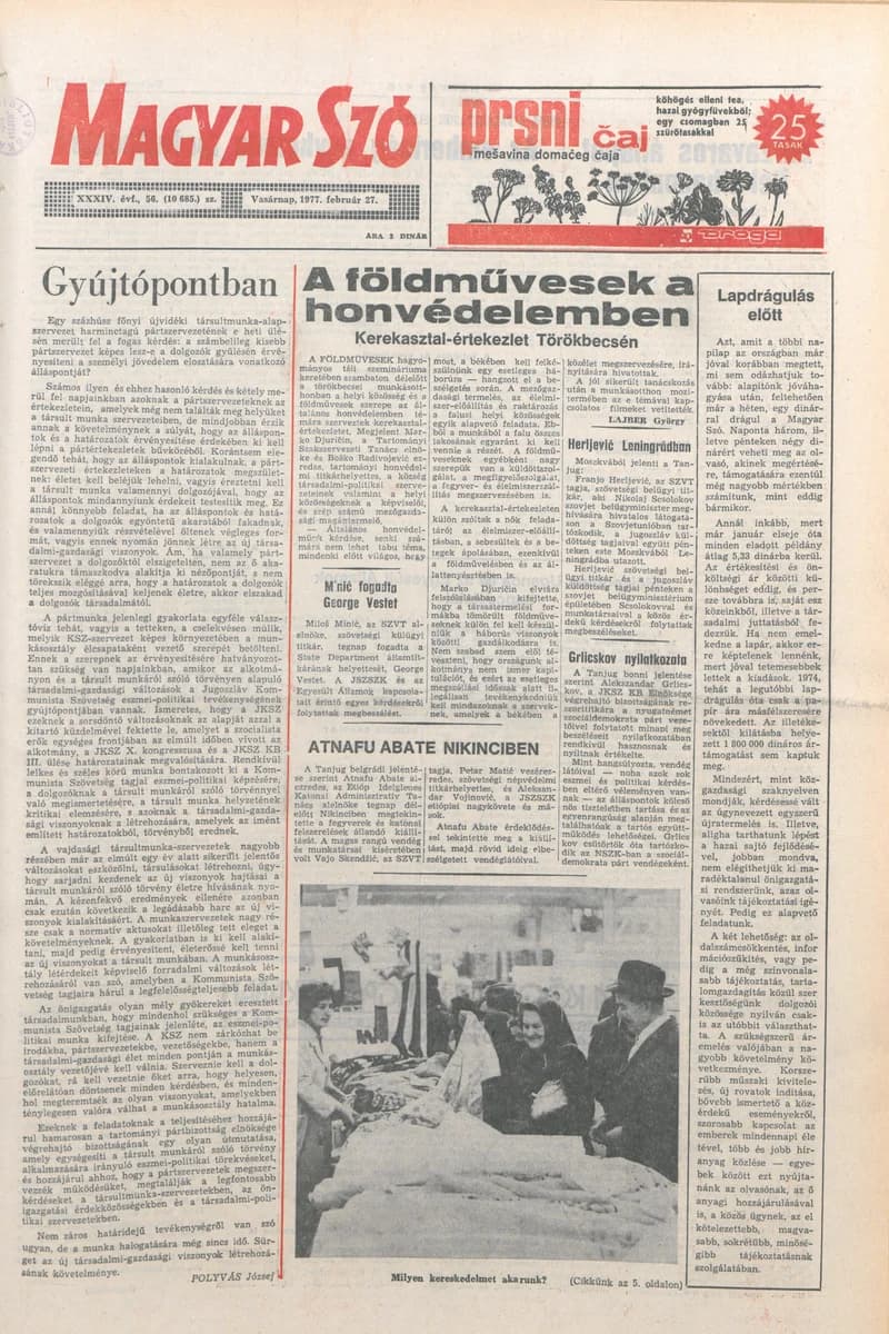 Magyar Szó, 34. évf. 1977. február 27. 56. sz.