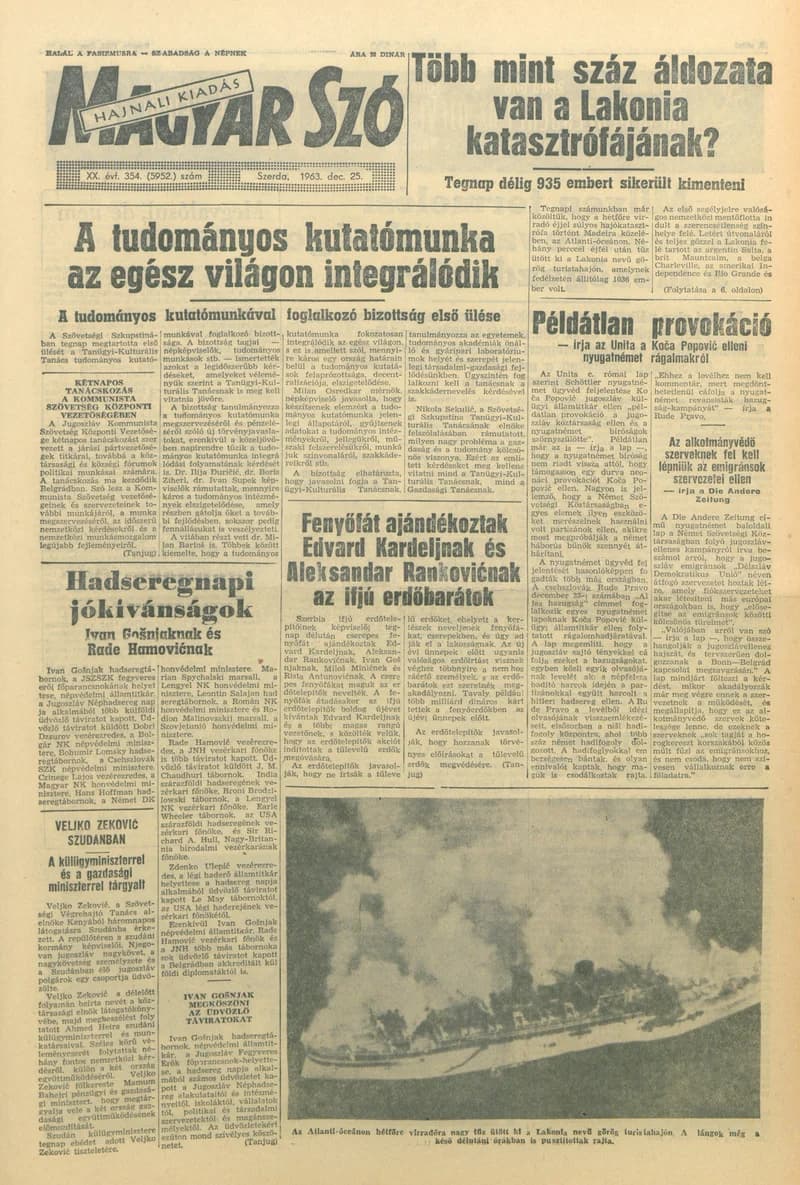 Magyar Szó, 20. évf. 1963. december 25. 354. sz. 1–16. oldal