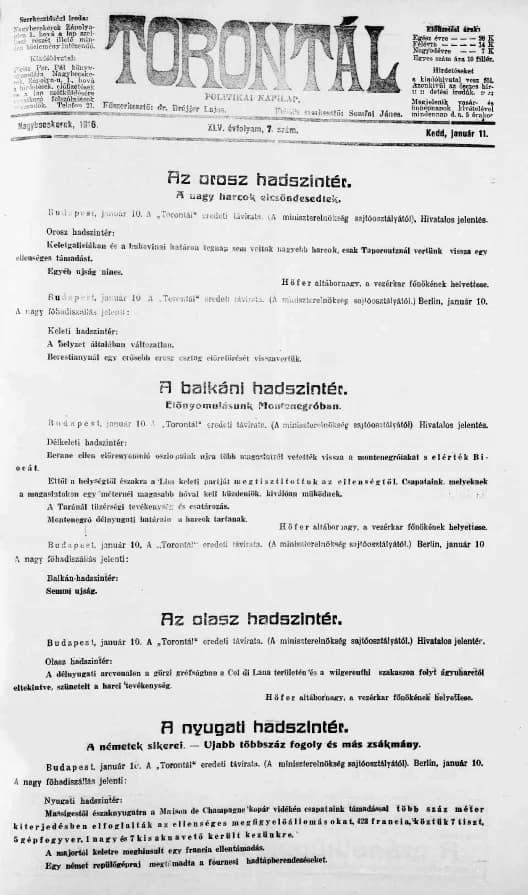 Torontál, 45. évf. 1916. január 11. 7. sz.