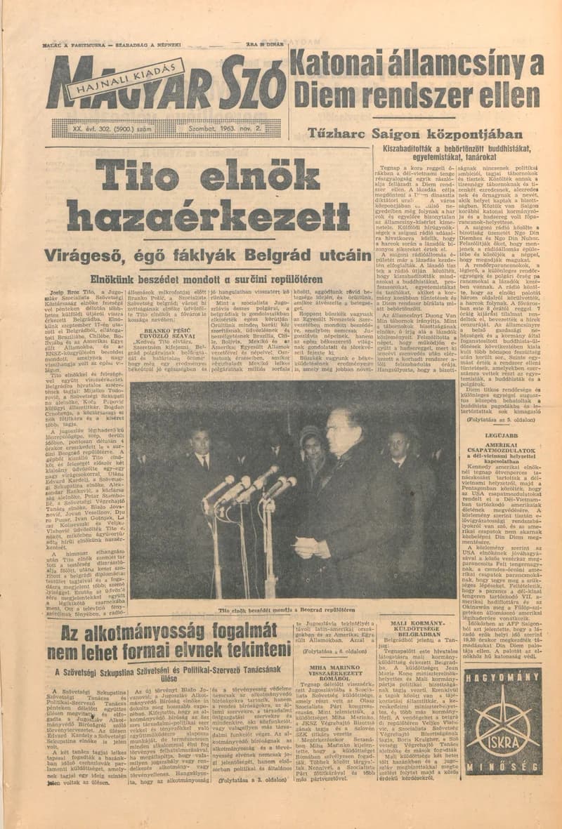 Magyar Szó, 20. évf. 1963. november 2. 302. sz. 1–12. oldal