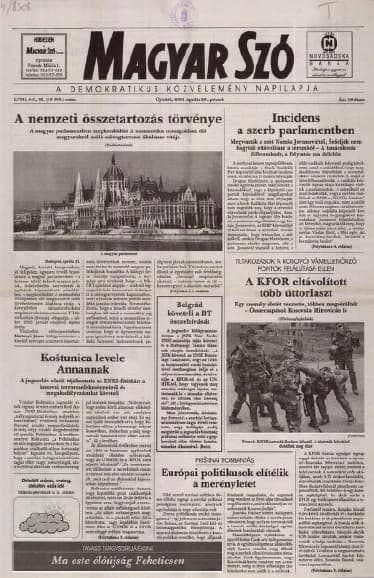Magyar Szó, 58. évf. 2001. április 20. 92. sz. 1–16. oldal