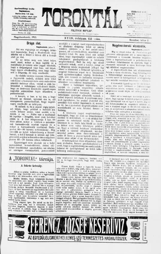 Torontál, 34. évf. 1905. július 8. 153. sz.
