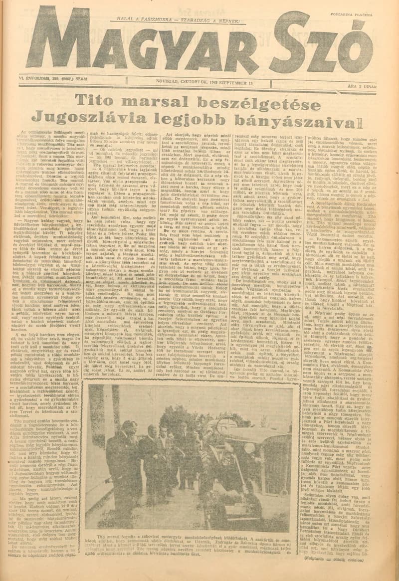Magyar Szó, 6. évf. 1949. szeptember 15. 219. sz. 1–6. oldal