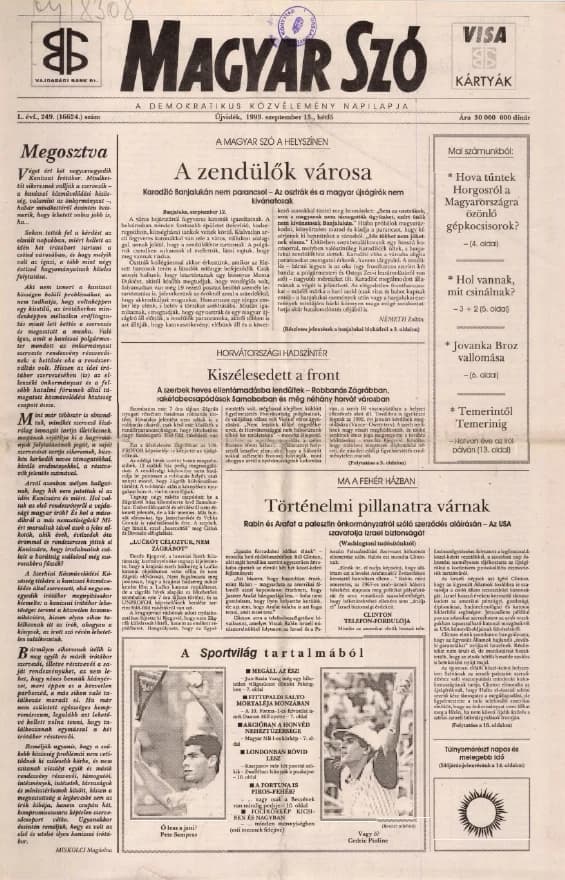 Magyar Szó, 50. évf. 1993. szeptember 13. 249. sz. 1–16. oldal