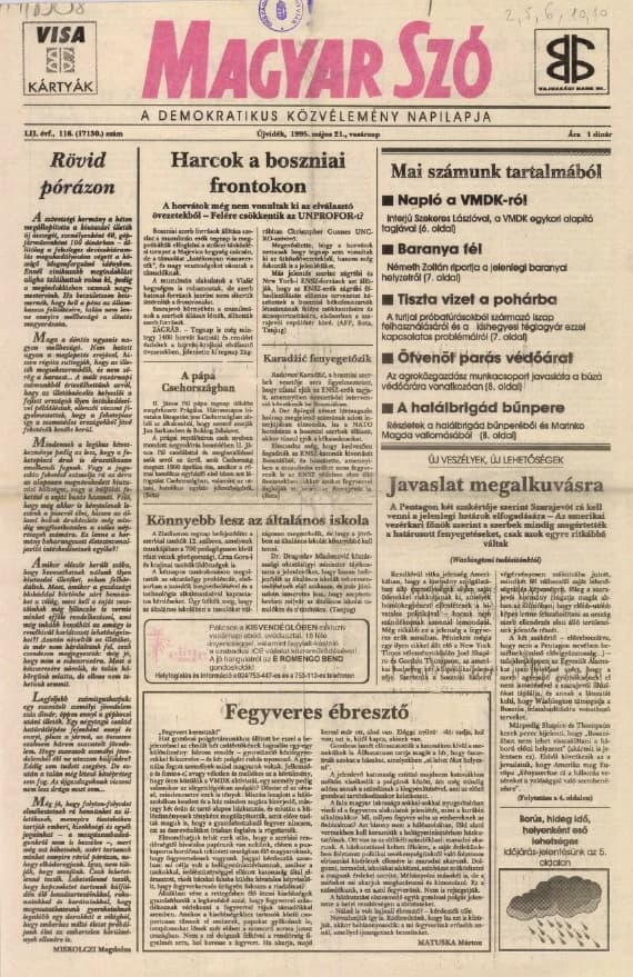Magyar Szó, 52. évf. 1995. május 21. 116. sz. 1–24. oldal