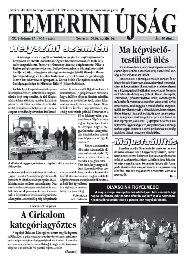 Temerini Újság, 20. évf. 2014. április 24. 17. sz.