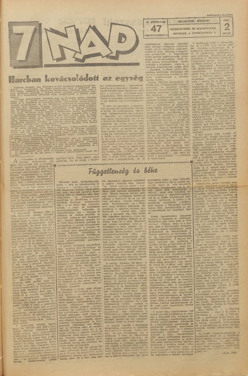 7 Nap, 4. évf. 1949. november 23. 47. sz. 1–4. oldal