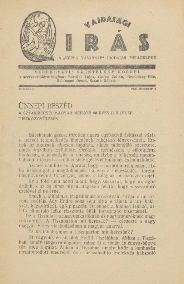 Vajdasági Írás, 1. évf. 1928. december 2. 40. sz. 321–352. oldal