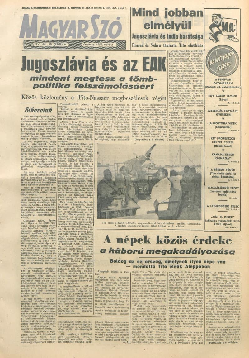 Magyar Szó, 16. évf. 1959. március 1. 50. sz. 1–22. oldal