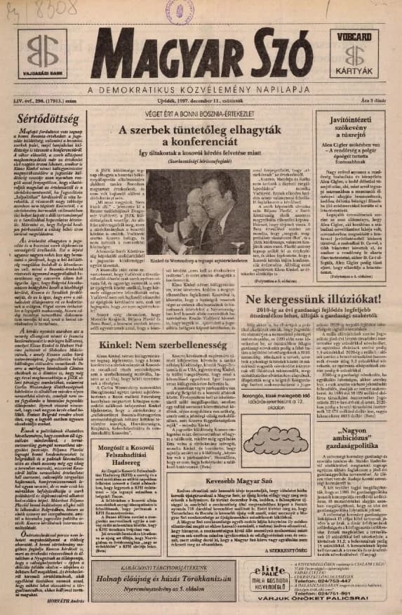 Magyar Szó, 54. évf. 1997. december 11. 290. sz. 1–16. oldal