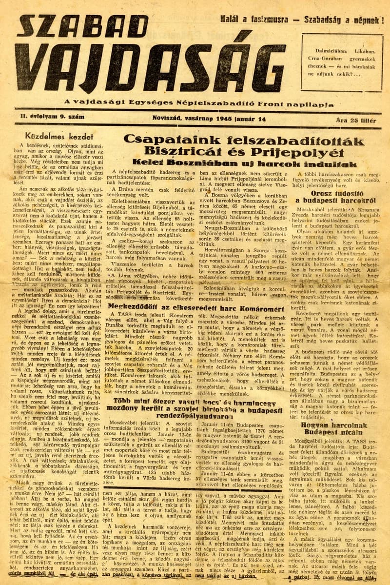 Szabad Vajdaság, 2. évf. 1945. január 14. 9. sz.