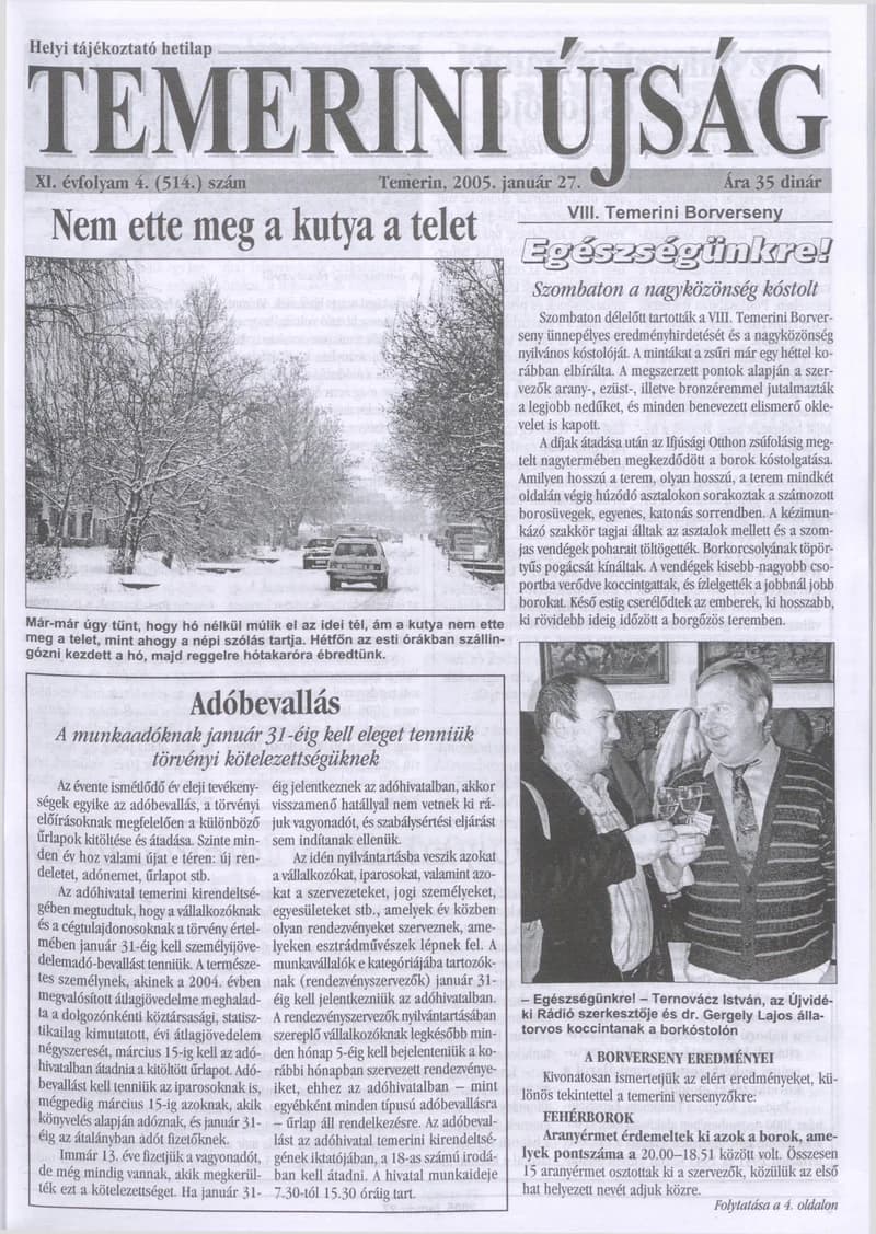 Temerini Újság, 11. évf. 2005. január 27. 4. sz.