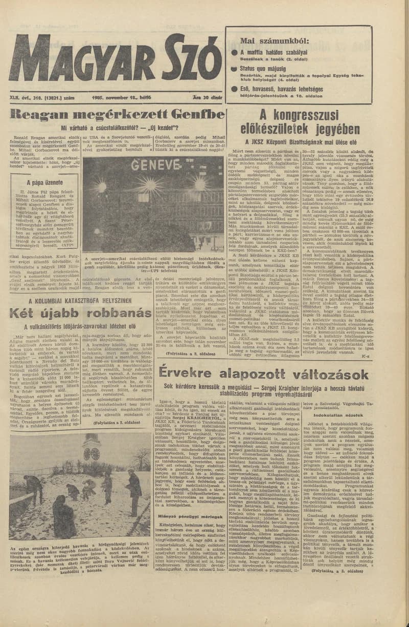 Magyar Szó, 42. évf. 1985. november 18. 318. sz.