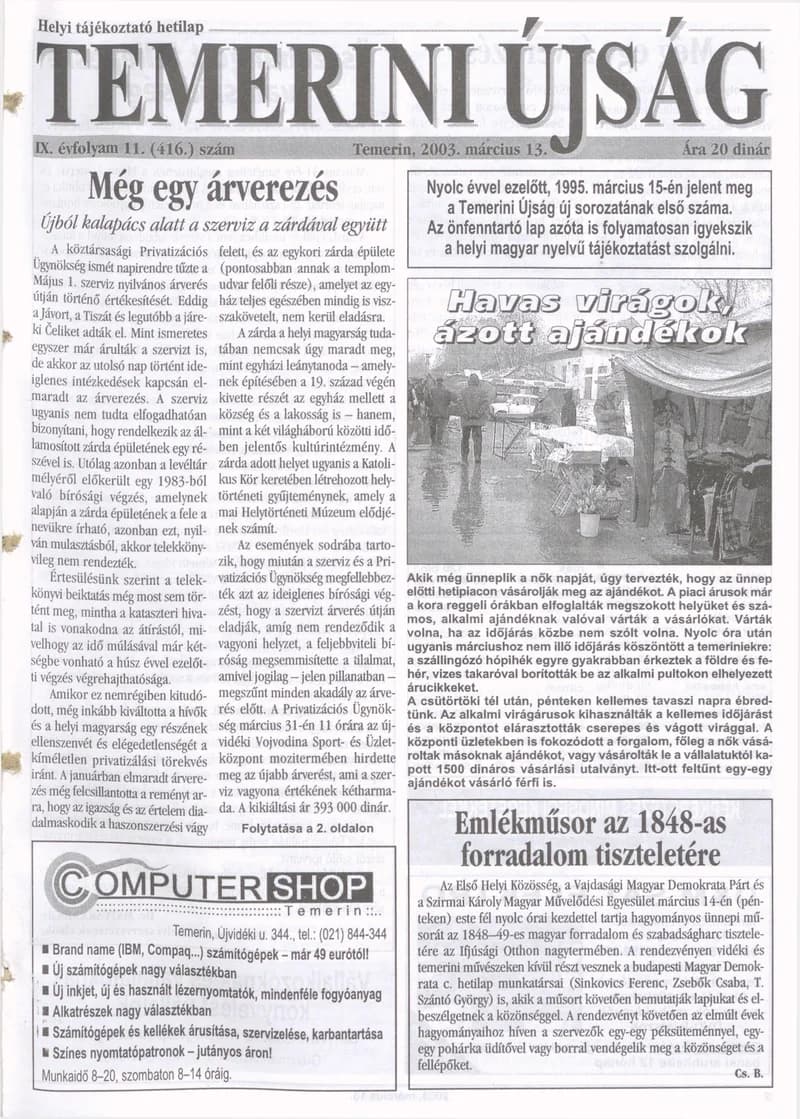 Temerini Újság, 9. évf. 2003. március 13. 11. sz.