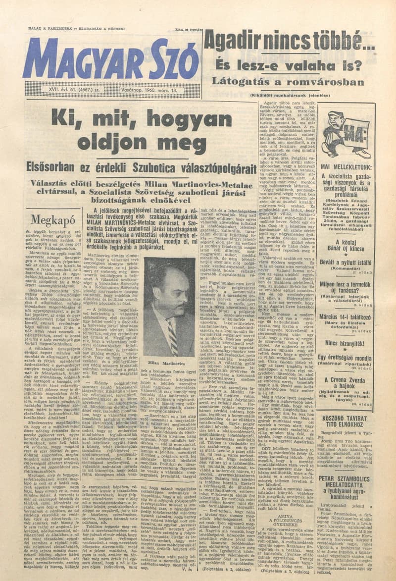 Magyar Szó, 17. évf. 1960. március 13. 61. sz. 1–36. oldal