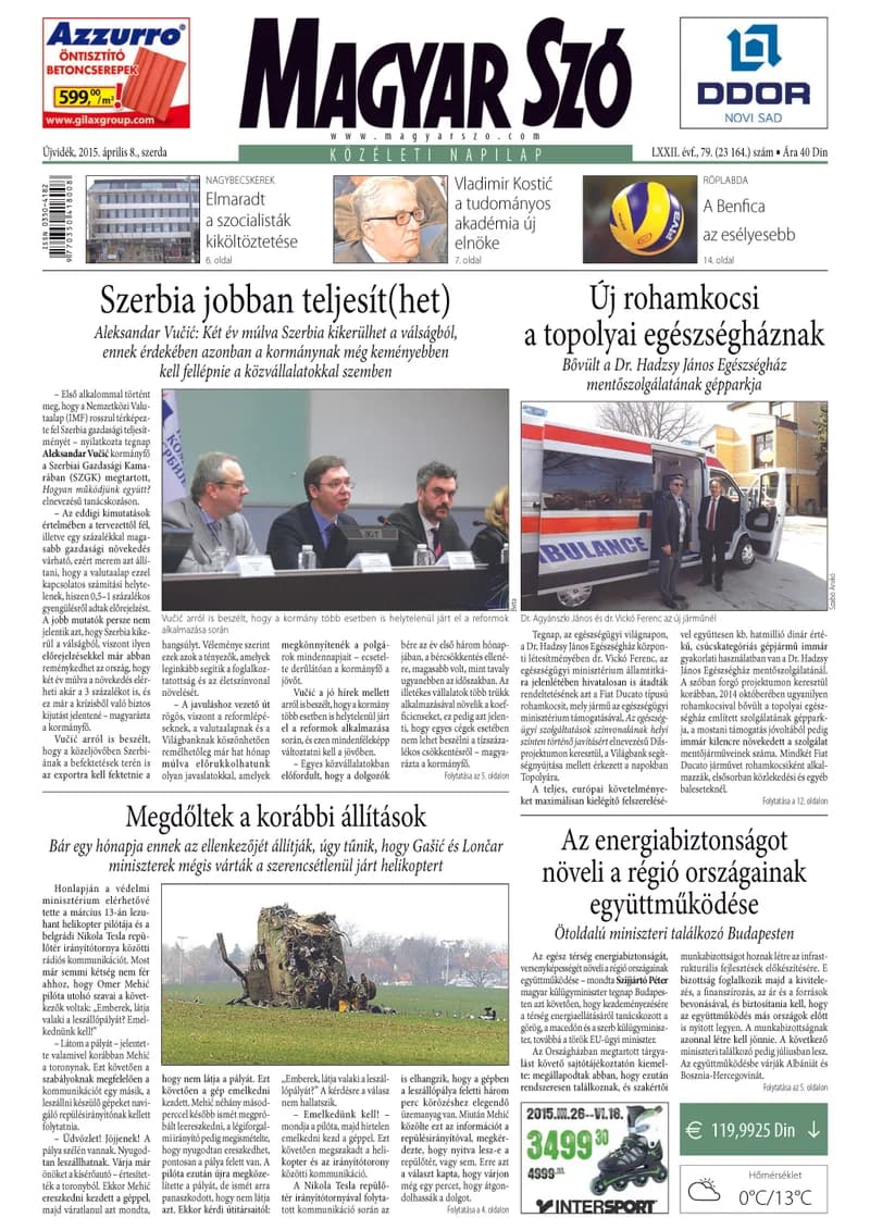 Magyar Szó, 72. évf. 2015. április 8. 79. sz. 1–16. oldal
