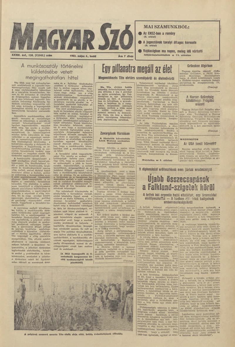 Magyar Szó, 39. évf. 1982. május 4. 120. sz. 1–20. oldal