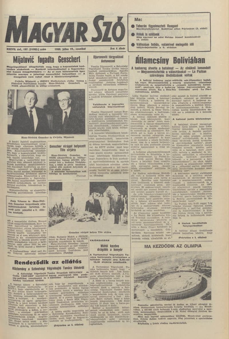 Magyar Szó, 37. évf. 1980. július 19. 197. sz. 1–16. oldal