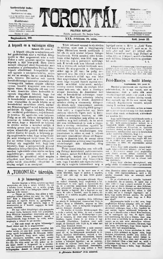 Torontál, 30. évf. 1901. január 22. 18. sz.