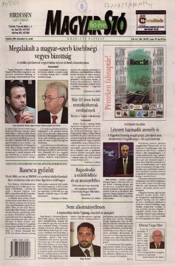 Magyar Szó, 61. évf. 2004. december 14. 294. sz. 1–20. oldal