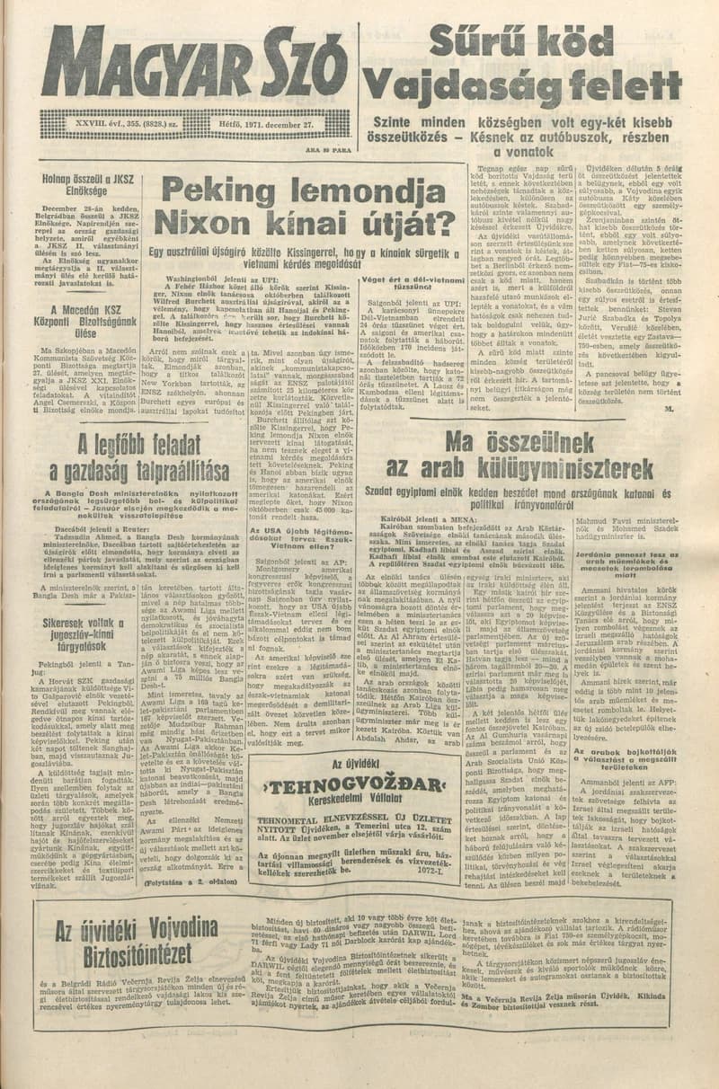 Magyar Szó, 28. évf. 1971. december 27. 355. sz. 1–8. oldal