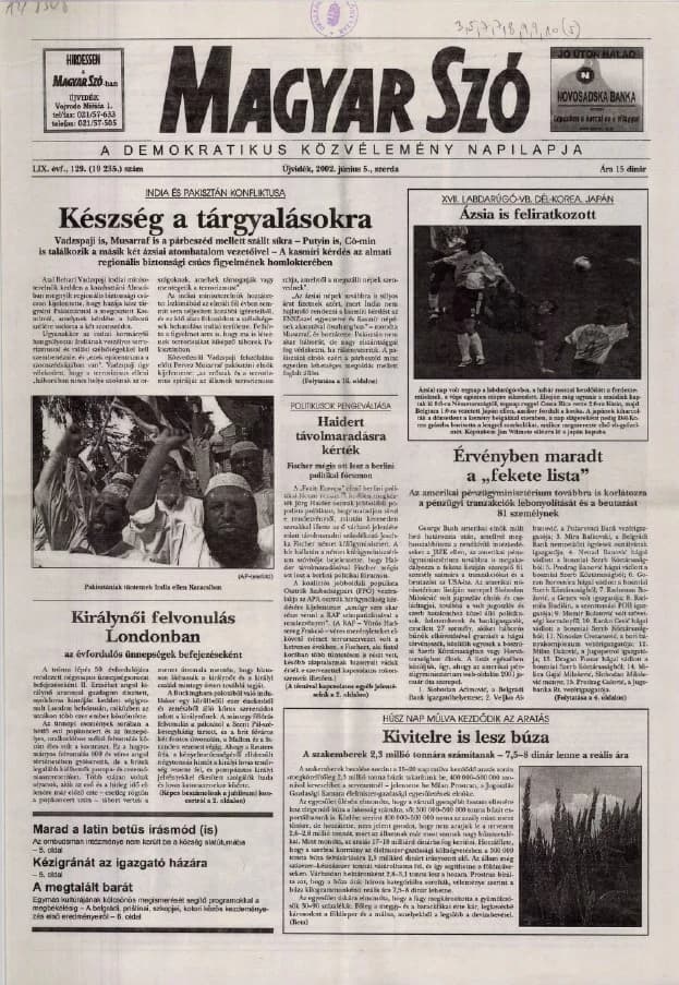 Magyar Szó, 59. évf. 2002. június 5. 129. sz. 1–16. oldal