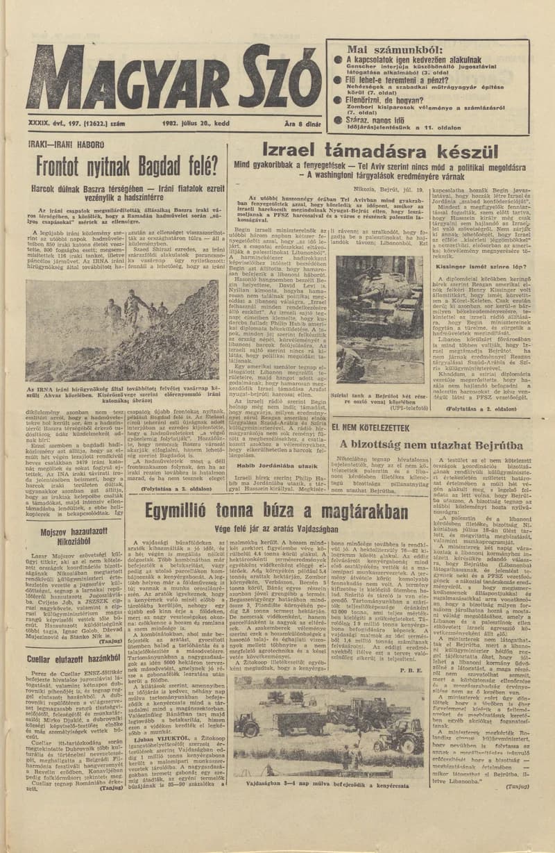 Magyar Szó, 39. évf. 1982. július 20. 197. sz. 1–20. oldal